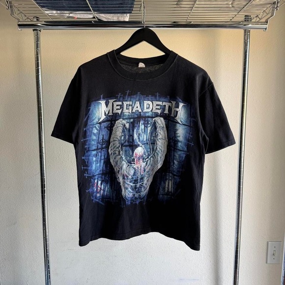 2007 Y2K Megadeth United Abominations Tour of Duty Black and Blue Graphic Tee - Picture 1 of 8